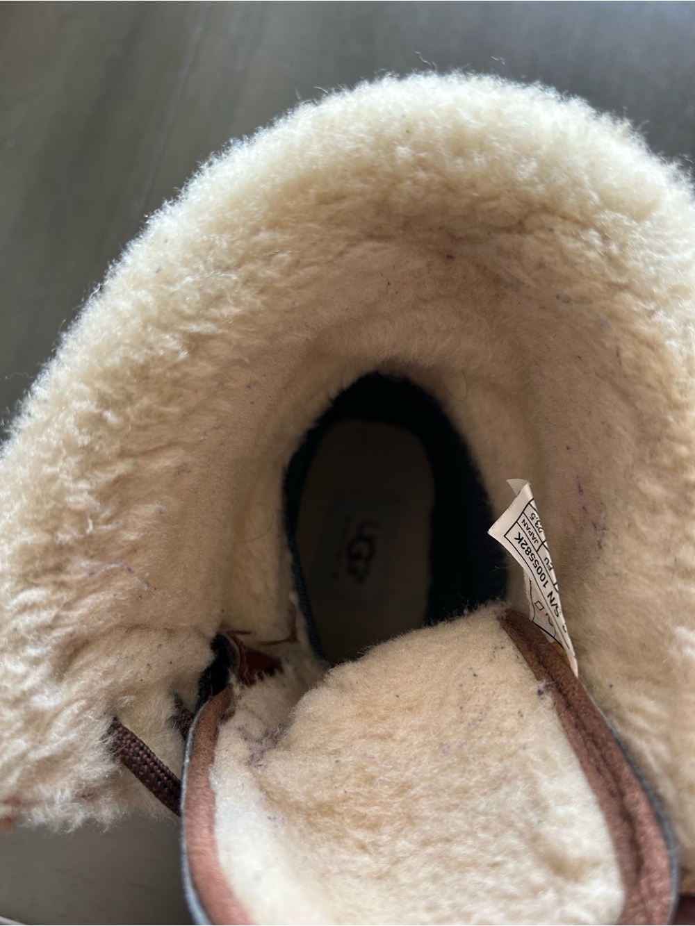 UGG Chestnut Brown Lace-Up Shearling-Trim Boot - Picture 10 of 11
